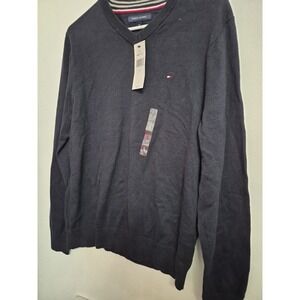 Tommy Hilfiger Men's Navy Blue Long Sleeve Pullover Sweater Size L NWT